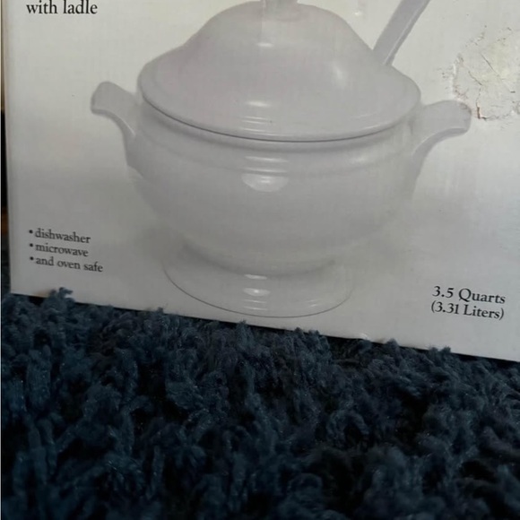 Porcelain Covered Soup Tureen with Ladle - Picture 3 of 4